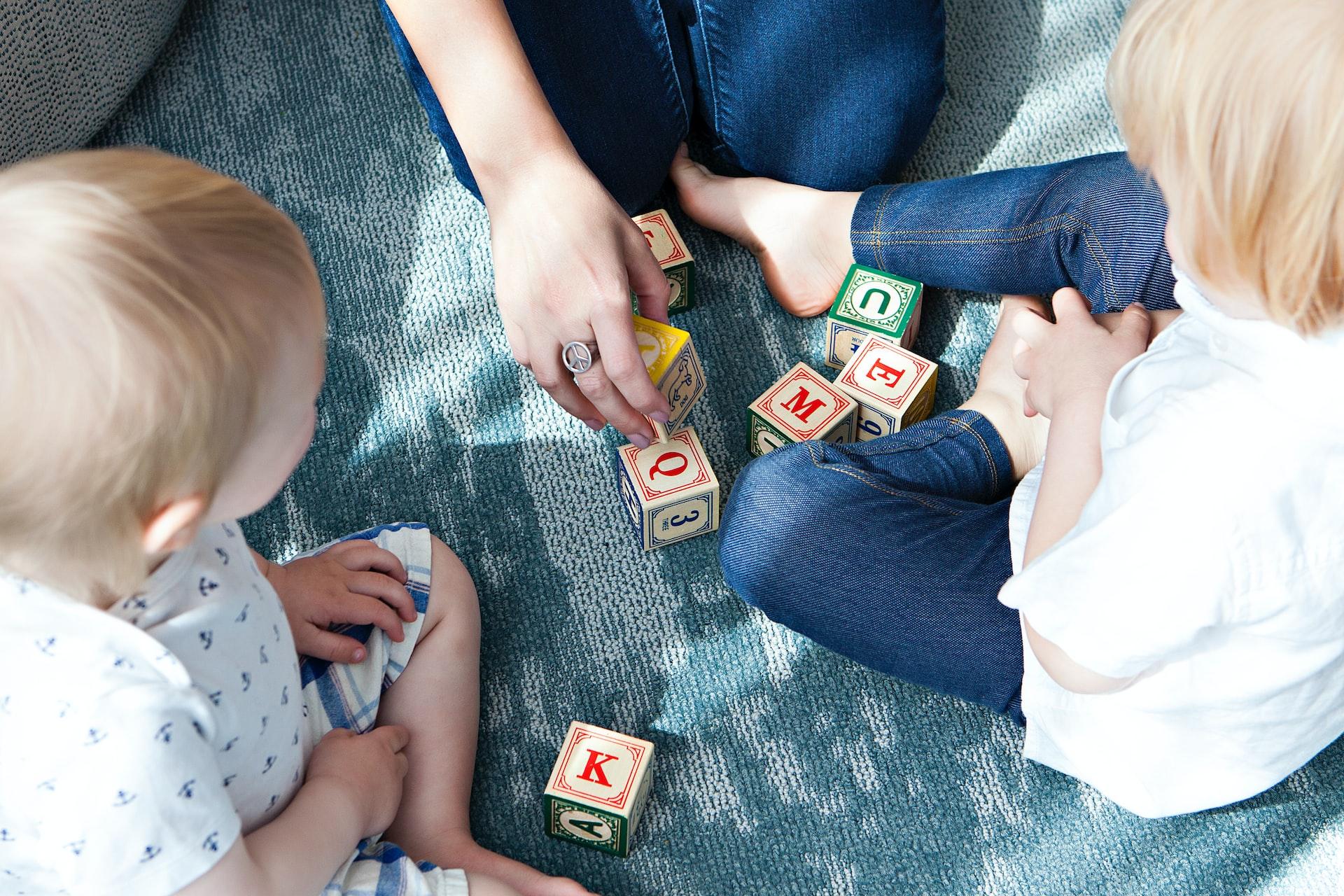 Therapist engaging with child